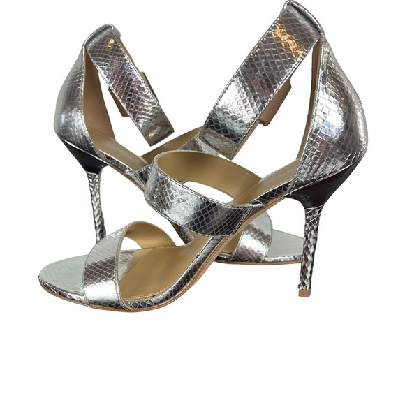 MICHAEL MICHAEL KORS AMAL HEELED SANDALS IN SILVER NWOB WOMEN'S SIZE 7.5 - Picture 8 of 14